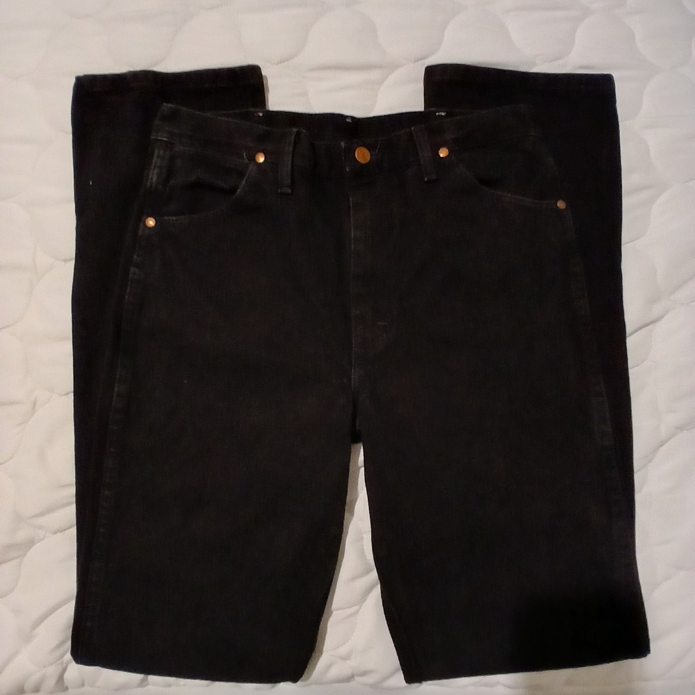 Wrangler 936WBK Cowboy Cut Slim Fit Black Denim Jeans Mens 32x36 High Rise